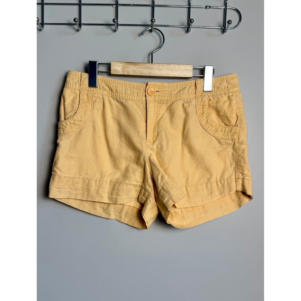 Banana Republic Ryan Fit Linen Cotton Shorts Size 6 Mustard Yellow Summer Preppy